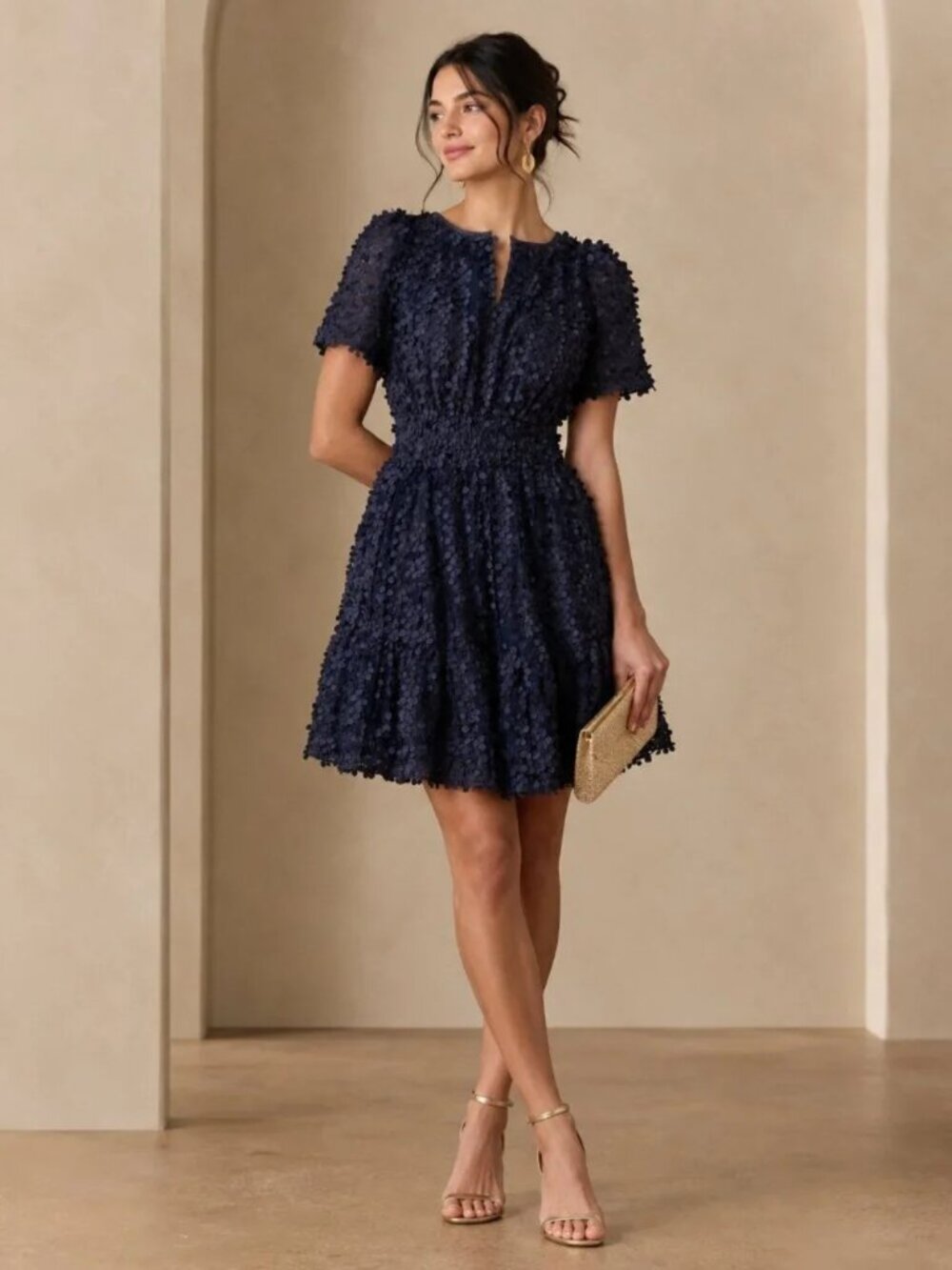 Anthropologie The Somerset Mini Dress NWT Floral Appliqué Edition 3D- XS